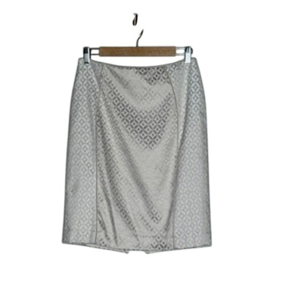 Quiet‎ Luxury Ivory Jacquard Pencil Skirt Size 8 NWT